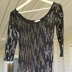 Black 3/4 sleeve sequin dress